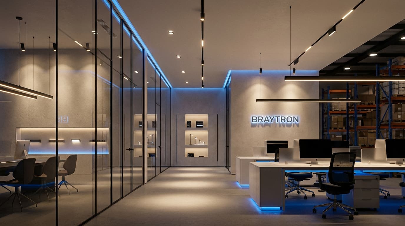 Braytron workspace and lighting display